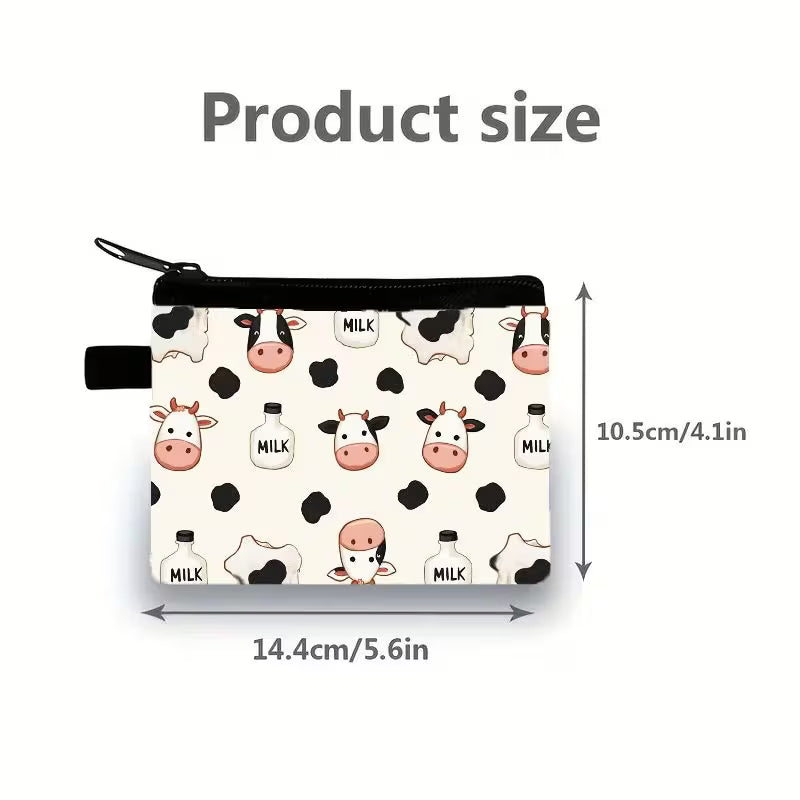 Charming Coin Purse Featuring a Cartoon Cow Design