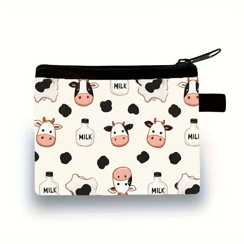 Charming Coin Purse Featuring a Cartoon Cow Design