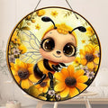 Wooden Decorative Cute Bee Collecting Nectar Hanging Decoration