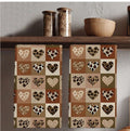 2pcs Patchwork Khaki Leopard & Hearts Handtowels