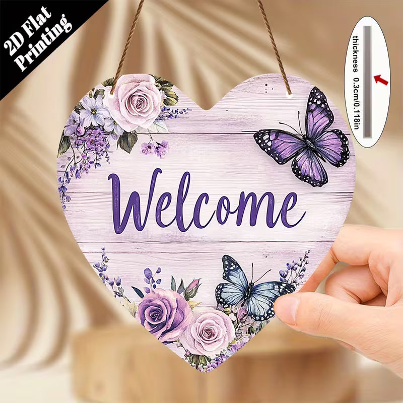 Welcome Sign, Decorative 2D Flat Printing, Single Piece, Wooden