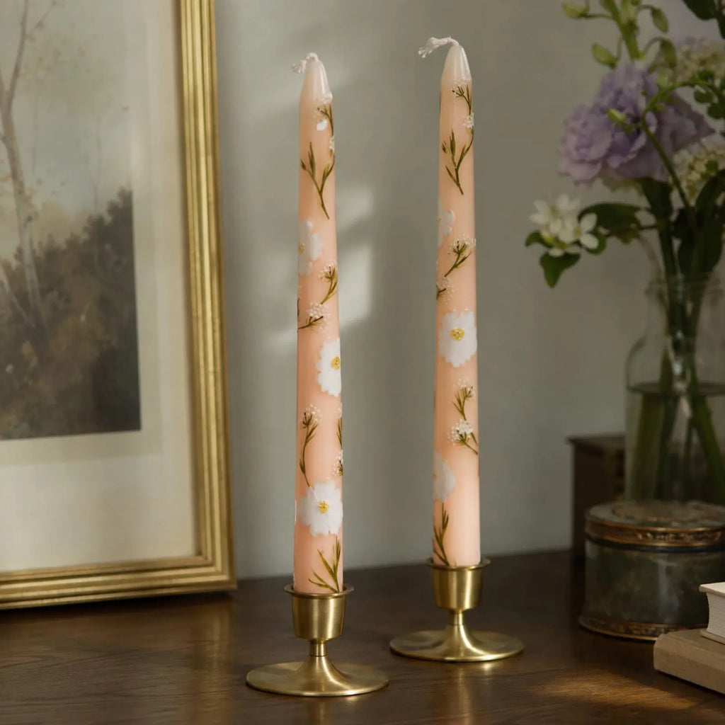 2pcs/Box, 25cm Printed Pink Taper Candles
