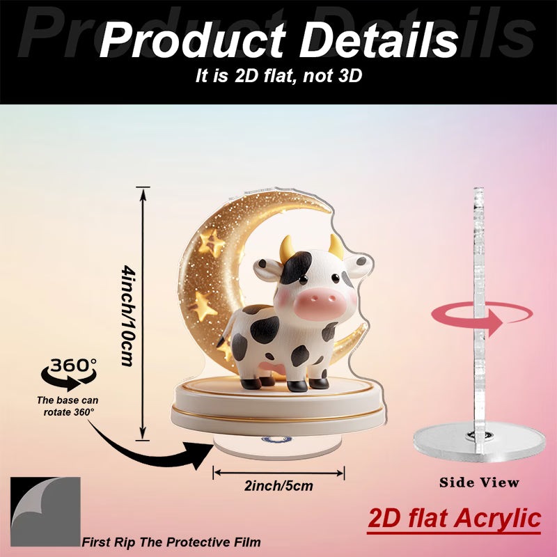 1pc of 2D Flat - Cow - Rotating Acrylic Desktop Decoration
