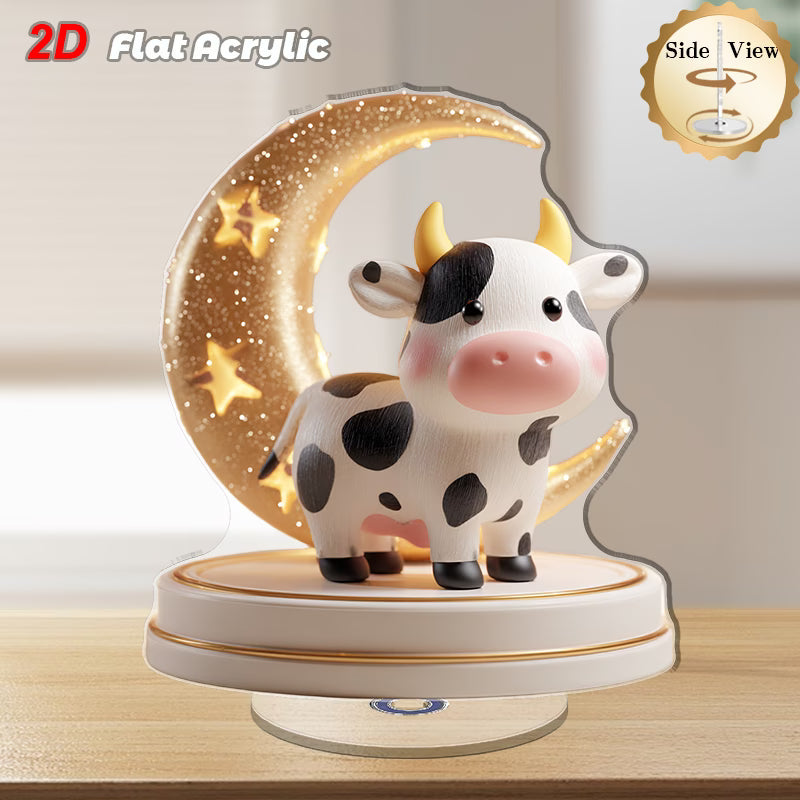 1pc of 2D Flat - Cow - Rotating Acrylic Desktop Decoration