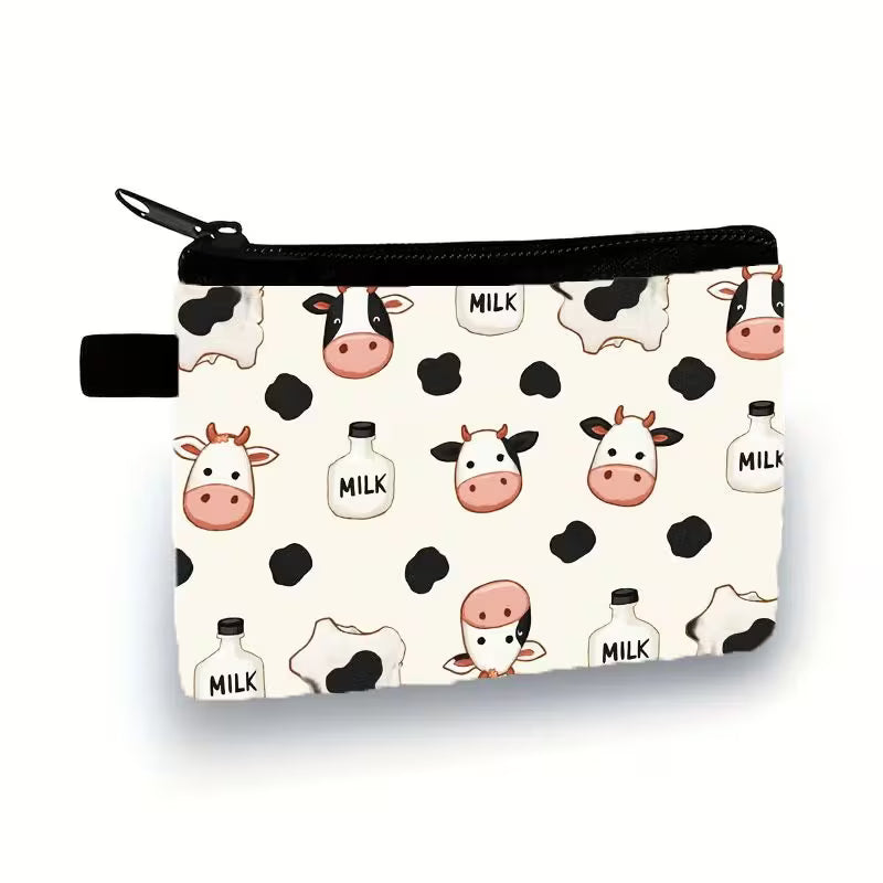 Charming Coin Purse Featuring a Cartoon Cow Design