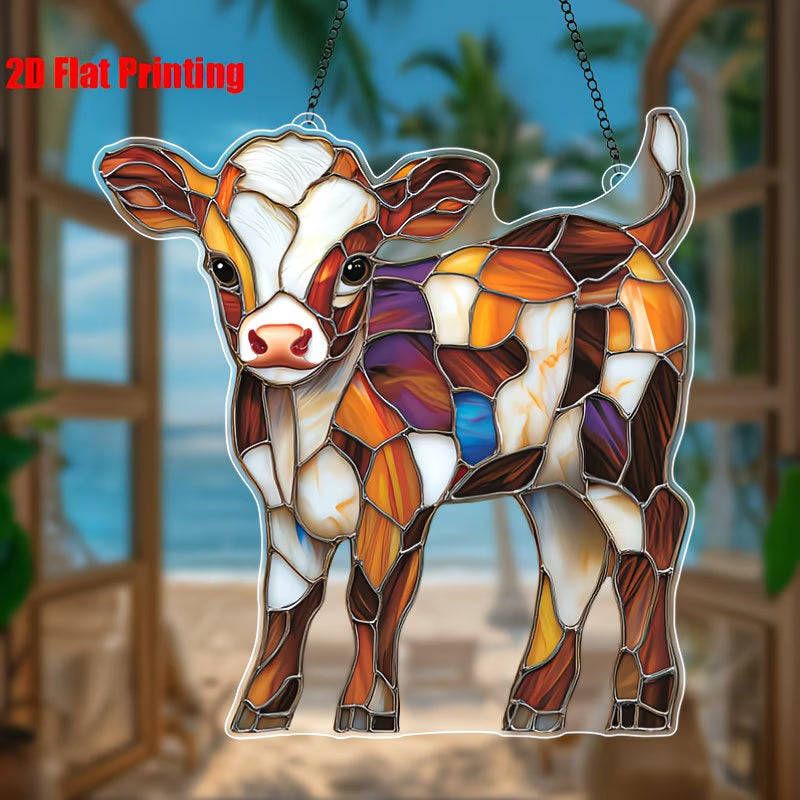 2D Flat, 2D Panel- A 2D Mural Depicting a Brightly Colored Calf