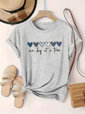 Plus Size, Love Pattern Print Casual T-Shirt