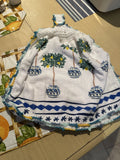 Hand Crocheted button top tea towel (double thickness)