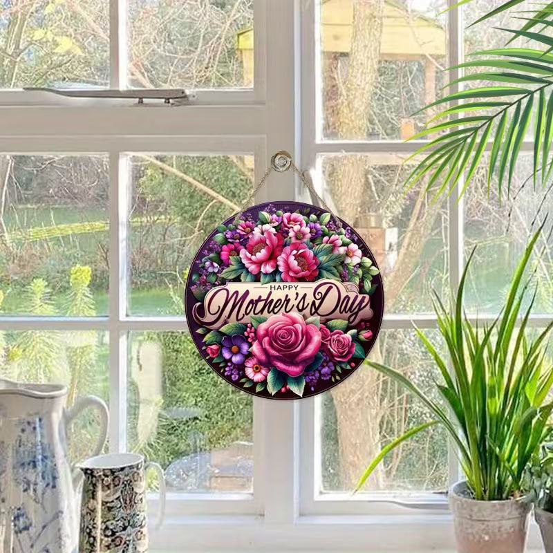 2D Flat Floral Wooden Wall Sign - Happy Mother's Day