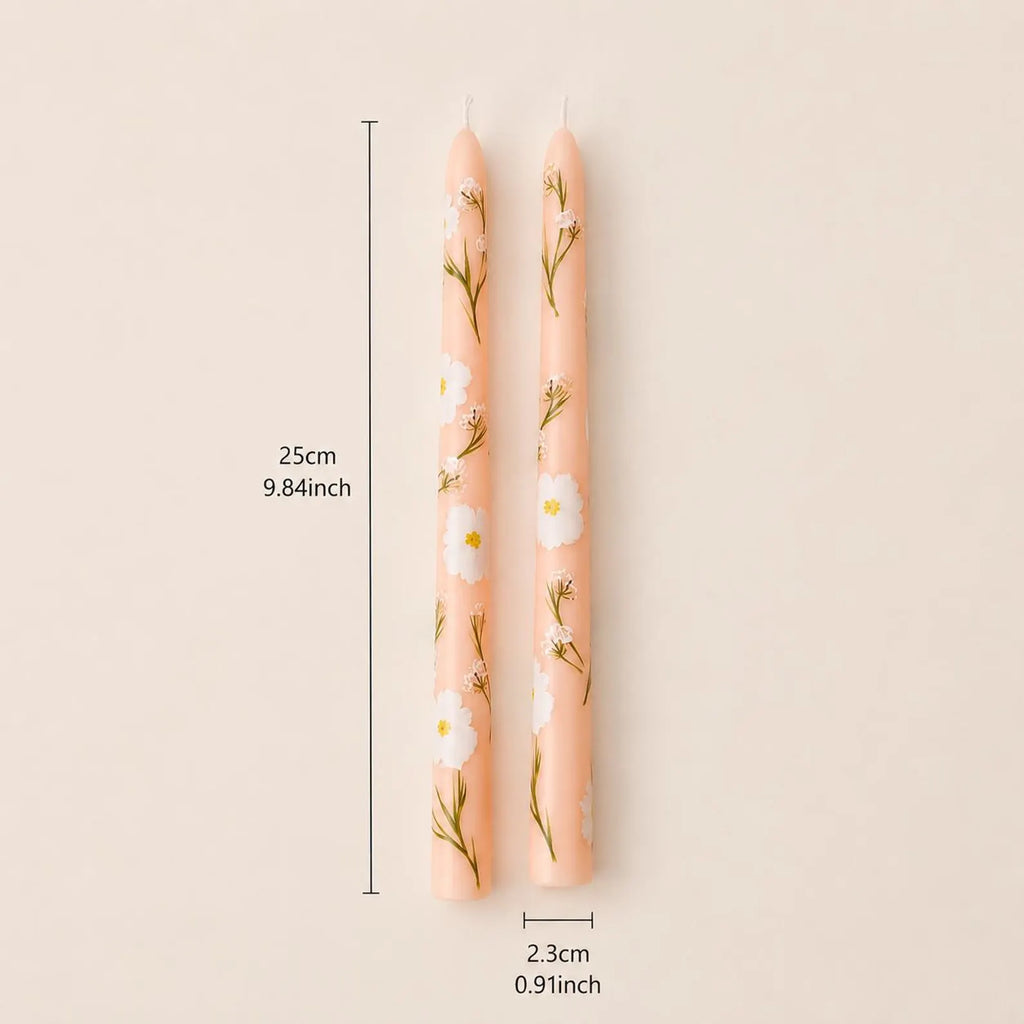 2pcs/Box, 25cm Printed Pink Taper Candles