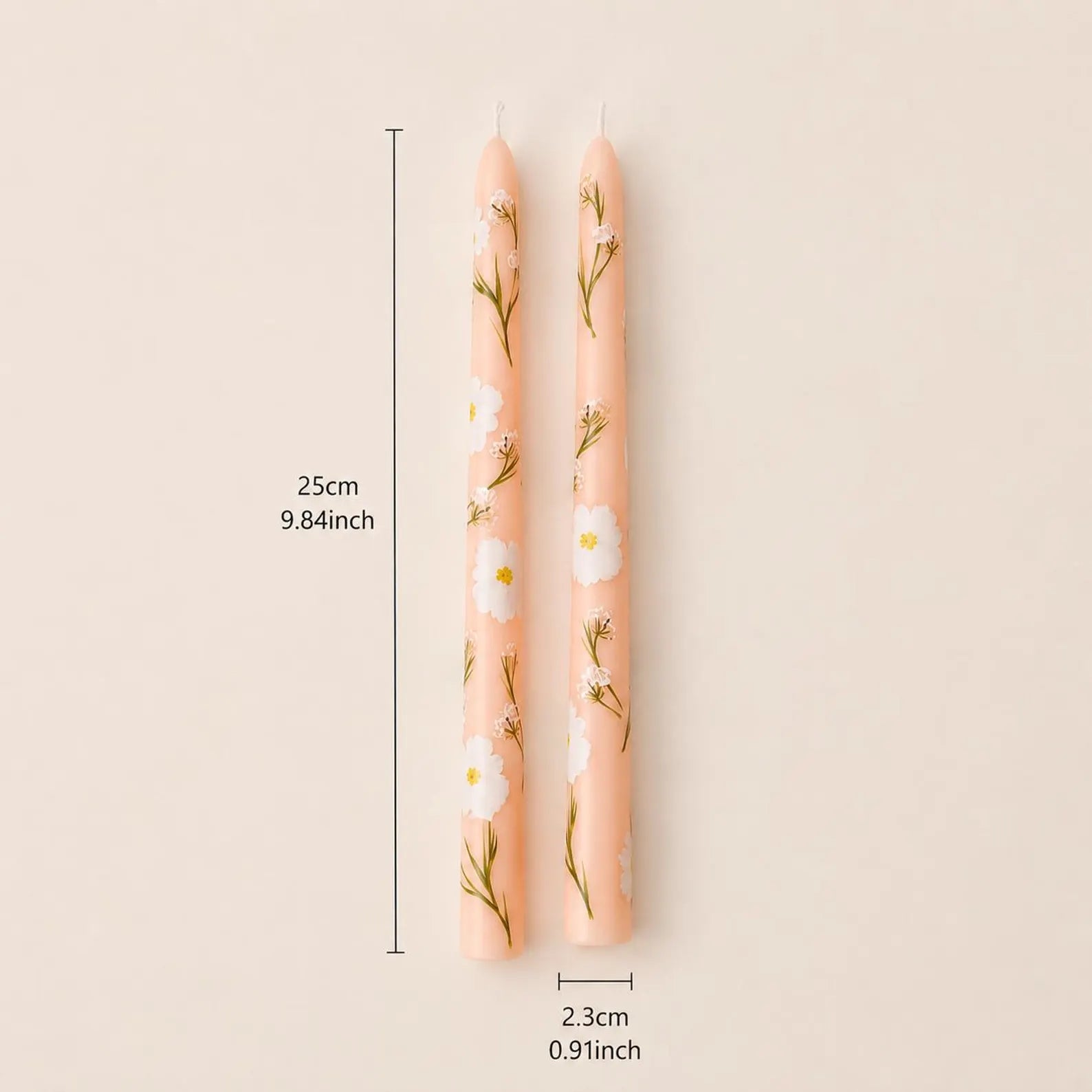 2pcs/Box, 25cm Printed Pink Taper Candles