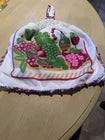 Hand Crocheted button top tea towel (double thickness)